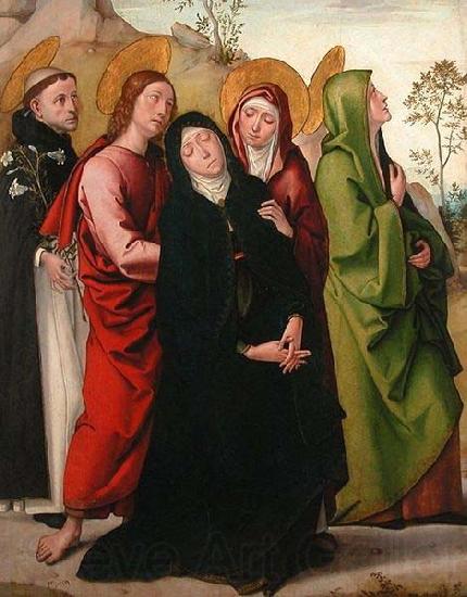 Juan de Borgona The Virgin, Saint John the Evangelist, two female saints and Saint Dominic de Guzman. Norge oil painting art